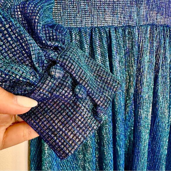 NWT PatBo Crystal-Embellished Metallic Belted Lamé Maxi Dress Size 6 $895 - Picture 6 of 9